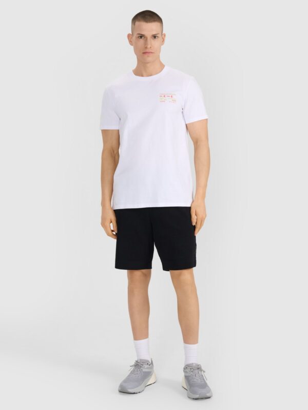 4F T-shirt regular z nadrukiem męski - biały