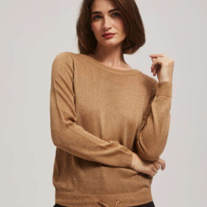 b0919d192d44c1c41f9e8e3f7eb940df4cc16f80 Sweter z metaliczną nitką i wiązanie
