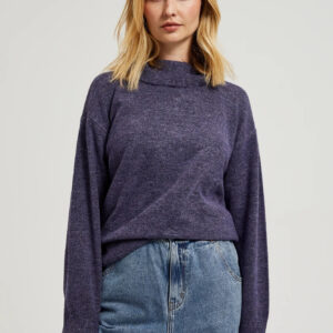 Sweter z golfem i długimi rękawami fioletowy