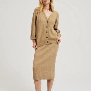 Spódnica dzianinowa midi beżowa