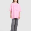 b16e2fd8a521f5f7b1b184ec32aa42c43af0ec65 4F T-shirt oversize z nadrukiem dziewczęcy - różowy 158 (12-13 lat)