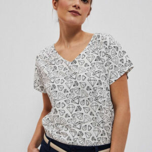 T-shirt z ozdobnym tyłem perłowy