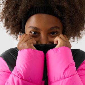 4F Kurtka puchowa z wypełnieniem syntetycznym dziewczęca - różowa 128 (7-8 lat)