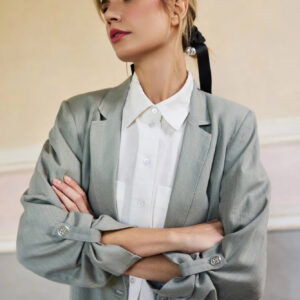 b3123f0946020fa818f051da1301ee314a28d14f Marynarka z wiskozy i lnu oliwkowa