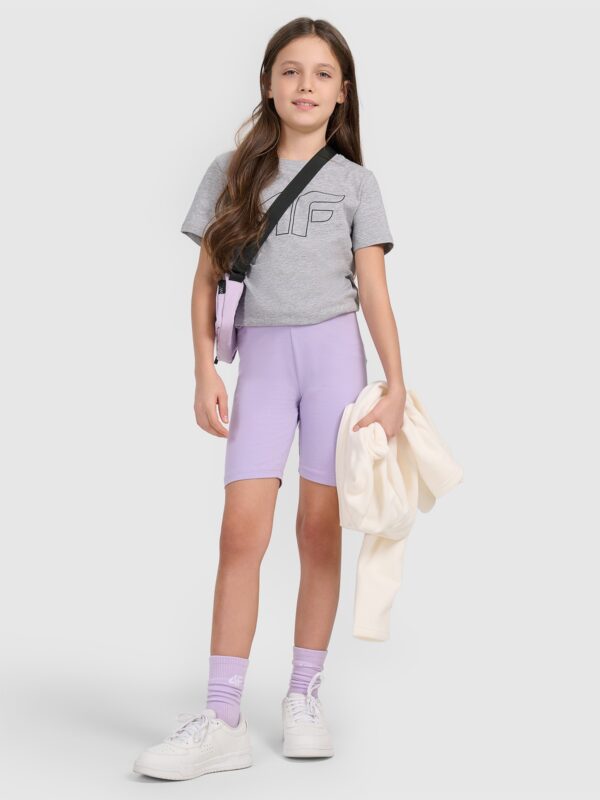 4F T-shirt oversize z nadrukiem dziewczęcy - szary 140 (9-10 lat)