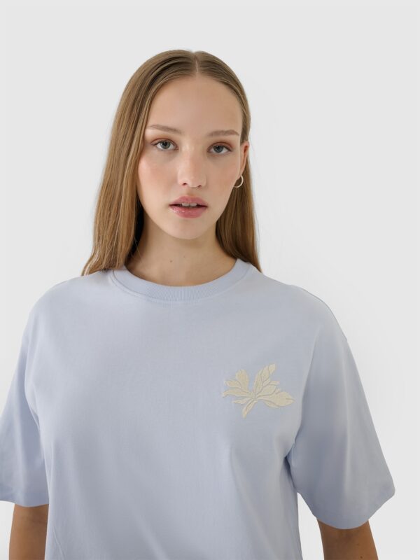 4F T-shirt oversize z nadrukiem damski - niebieski