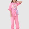 4F T-shirt oversize z nadrukiem dziewczęcy - różowy 164 (13-14 lat)