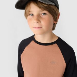 b4a6f767d378bc909c46ecb7ddd939c229005483 4F Longsleeve regular gładki chłopięcy - beżowy 122 (6-7 lat)