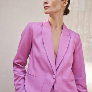 Jednorzędowa marynarka z długimi rękawami różowa