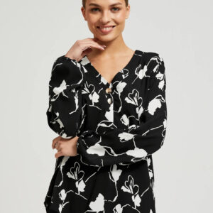 Koszula z nadrukiem kwiatów czarna
