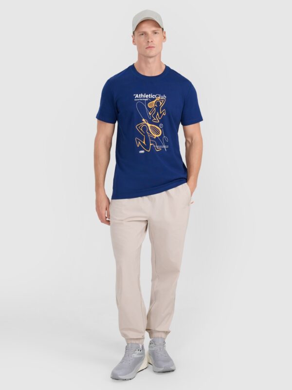 4F T-shirt regular z nadrukiem męski - granatowy