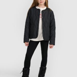 4F Kurtka puchowa z wypełnieniem syntetycznym dziewczęca - czarna 146 (10-11 lat)