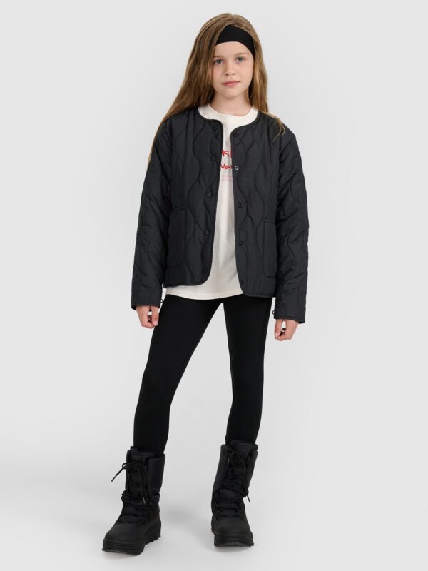 4F Kurtka puchowa z wypełnieniem syntetycznym dziewczęca - czarna 146 (10-11 lat)