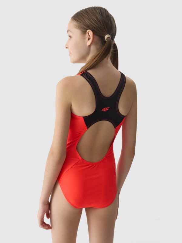 4F Kostium kąpielowy jednoczęściowy dziewczęcy - pomarańczowy 158/164 (12-14 lat)