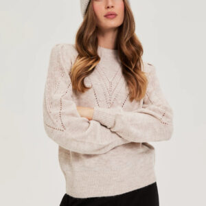 Czapka z cekinami beżowa