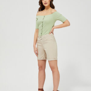 Szorty lyocell o długości do połowy uda beżowe