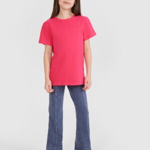 b74d07ef37476f392baa6b673472f05e8ee0d192 4F T-shirt regular gładki dziewczęcy - różowy 158 (12-13 lat)