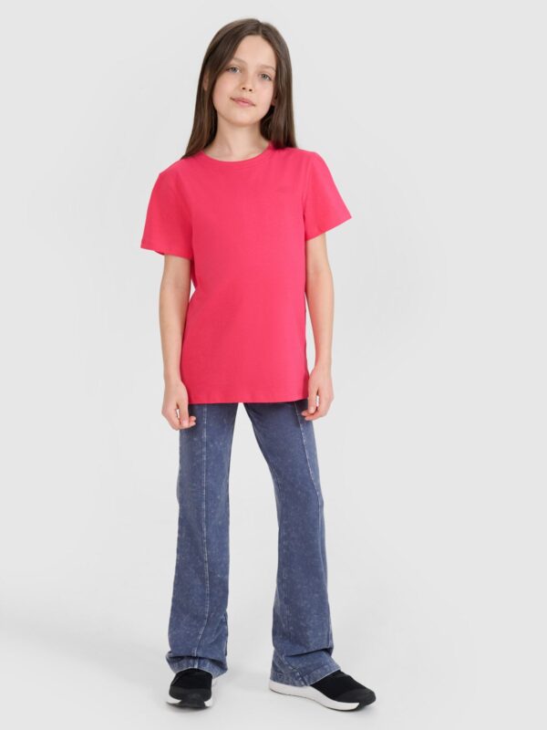 4F T-shirt regular gładki dziewczęcy - różowy 158 (12-13 lat)