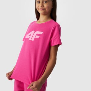 b751b406bfcb7cb78f68c4bbfead0e364a4a4b04 4F T-shirt z nadrukiem dziewczęcy - różowy 146 (10-11 lat)