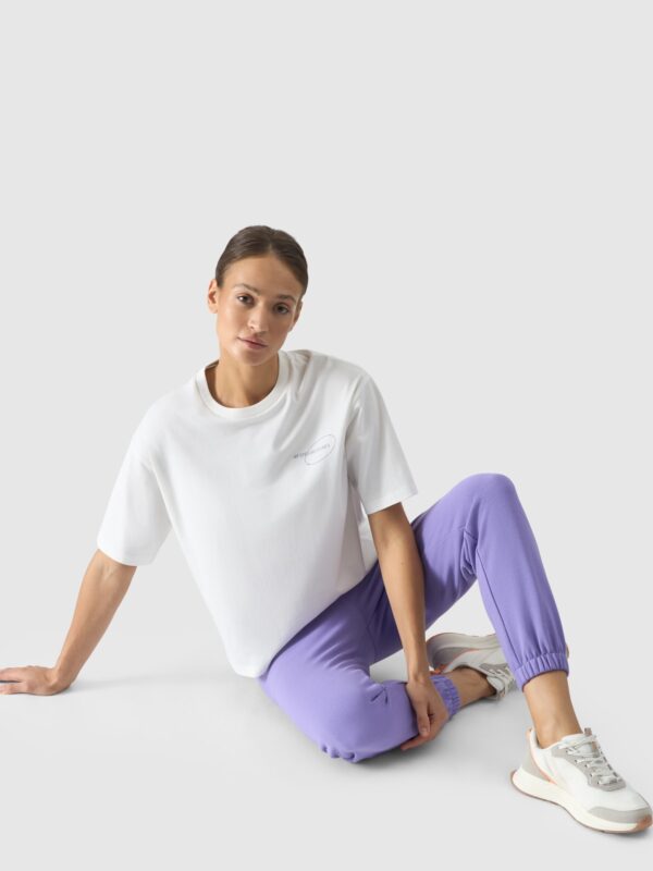 4F T-shirt oversize z nadrukiem damski - biały