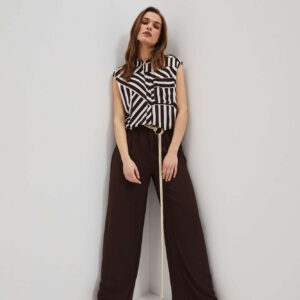 b799d0f35a7279216914b5d6c345e2665b764d7d Spodnie z szerokimi nogawkami ciemnobrązowe