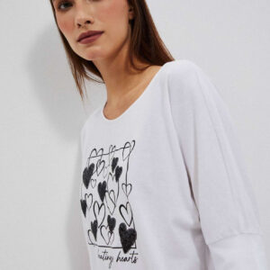 T-shirt z nadrukowanymi sercami biały