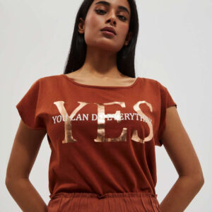 T-shirt z nadrukiem w kolorze brązowy