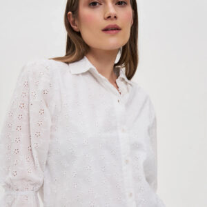 Bawełniana koszula z bufiastymi rękawami biała