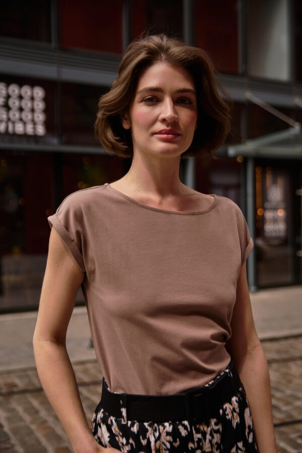 Bawełniany t-shirt beżowy