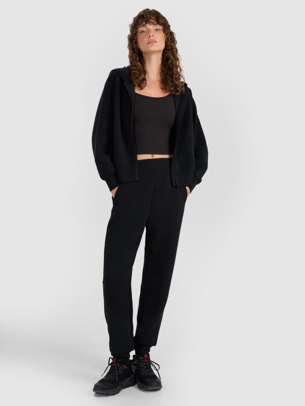 4F Bluza dresowa rozpinana z modalem damska - czarna