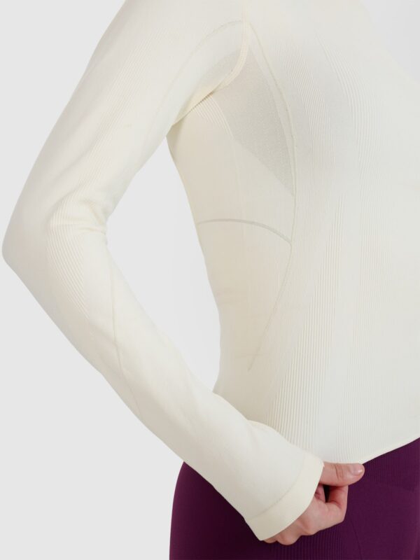 4F Longsleeve do jogi i pilatesu z wycięciem na plecach damski - biały