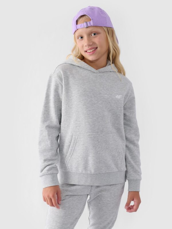 4F Bluza dresowa nierozpinana z kapturem dziewczęca - szara 134 (8-9 lat)