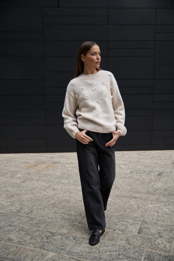 Sweter z aplikacją beżowy