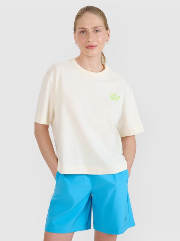 b9d21d3d44447bfdf6360befa2e80915288cc378 4F T-shirt regular z nadrukiem damski - biały