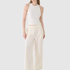 4F Top slim z prążkowanej dzianiny damski - biały