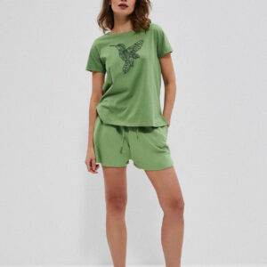 Gładkie spodenki z bawełny malahitowe