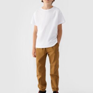 4F Spodnie casual joggery chłopięce - brązowy 122 (6-7 lat)