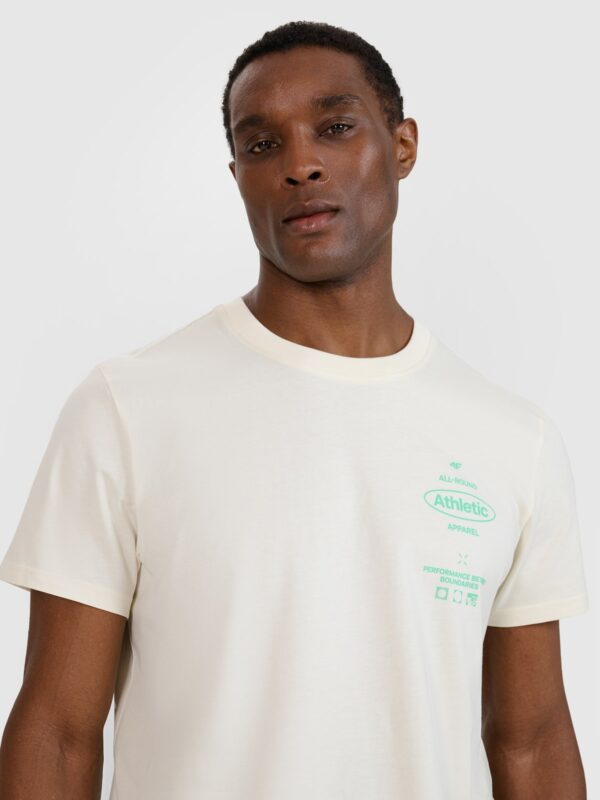 4F T-shirt regular z nadrukiem męski - biały