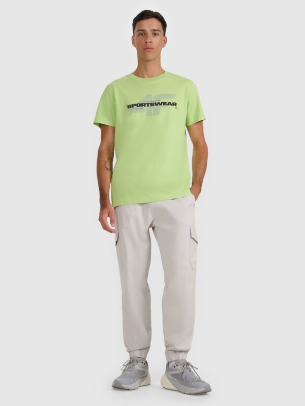 4F T-shirt regular z nadrukiem męski - zielony
