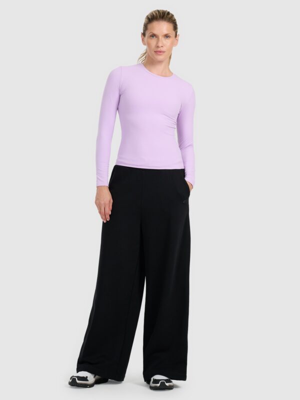 4F Longsleeve slim z prążkowanej dzianiny damski - fioletowy