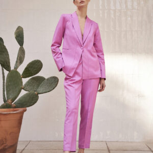Garniturowe spodnie w kant różowe