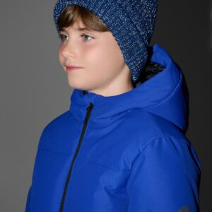 4F Czapka beanie odblaskowa chłopięca - niebieska
