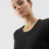 4F T-shirt slim z nadrukiem damski - czarny