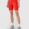 4F Legginsy kolarki treningowe damskie - czerwone