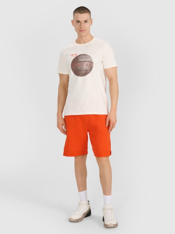 4F T-shirt regular z nadrukiem męski - biały