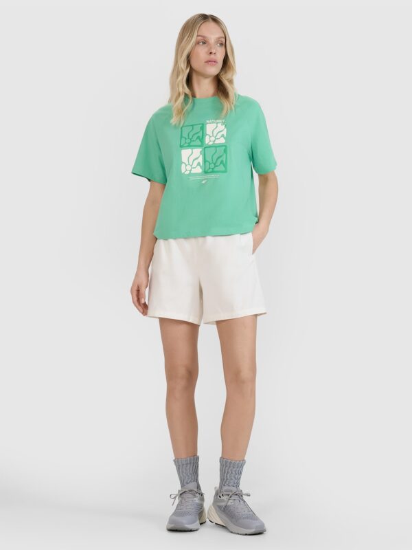 bbefd600e73549554dbe11a3ff8c2670e0c7c5d3 4F T-shirt oversize z nadrukiem damski - zielony