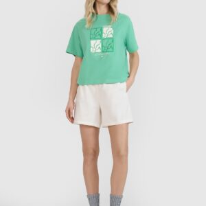 4F T-shirt oversize z nadrukiem damski - zielony