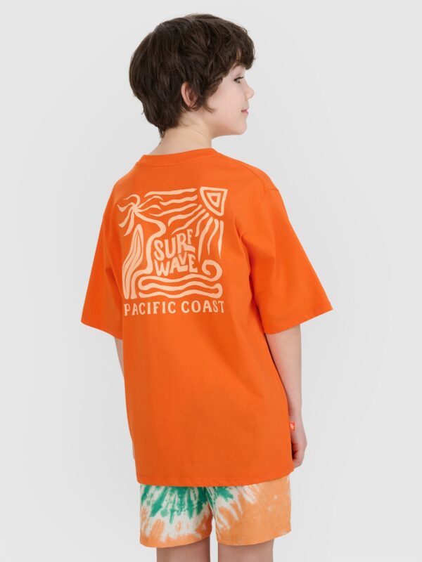 4F T-shirt oversize z nadrukiem chłopięcy - pomarańczowy 158 (12-13 lat)