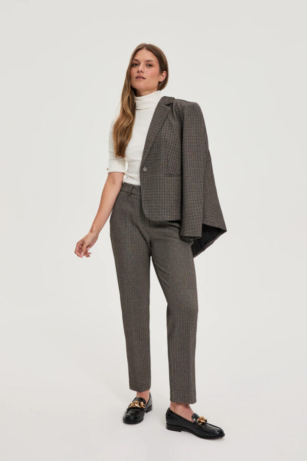 Spodnie z metaliczną nitką ciemnobeżowe