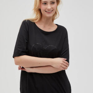 T-shirt z ozdobną aplikacją czarny